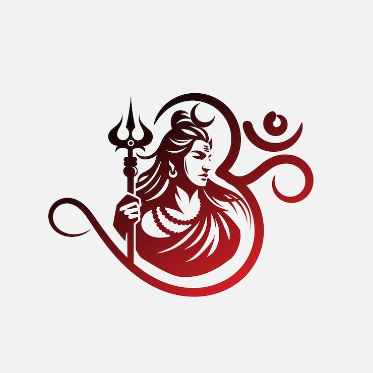 Vettore illustrazione di lord shiva con il simbolo om