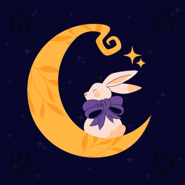 Illustrazione di luna crescente piatta