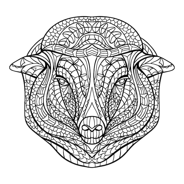 Illustrazione di mandala di animali e pecore disegnata a mano