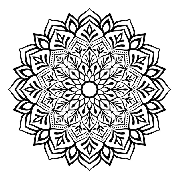 Illustrazione di mandala nera su stile doodle. Cuori di mandala di doodle disegnato a mano di vettore. Arte decorativa.