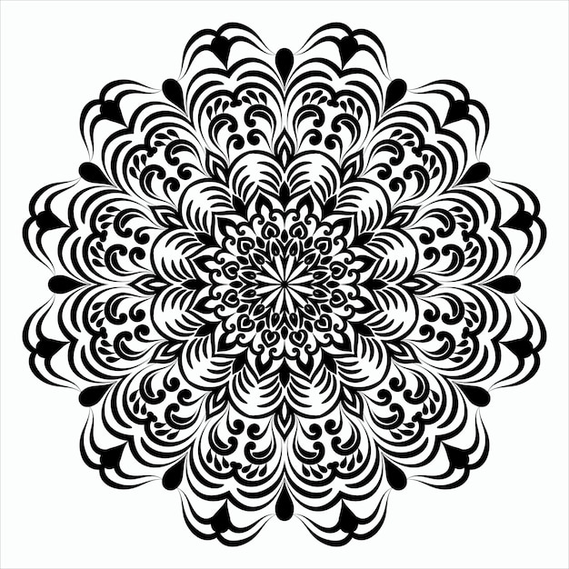 Illustrazione di mandala nera su stile doodle. cuori di mandala doodle disegnati a mano di vettore.