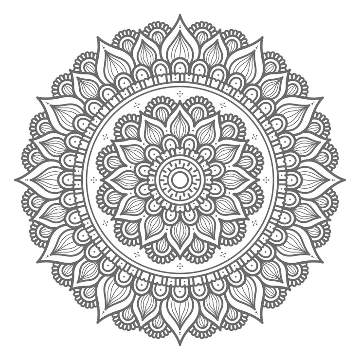 illustrazione di mandala stile cerchio disegnato a mano