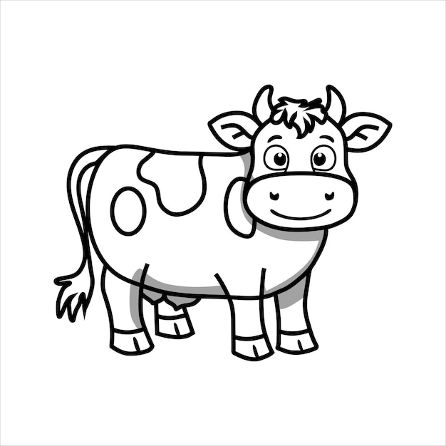 Illustrazione di mucca disegnata a mano Pagine da colorare per bambini