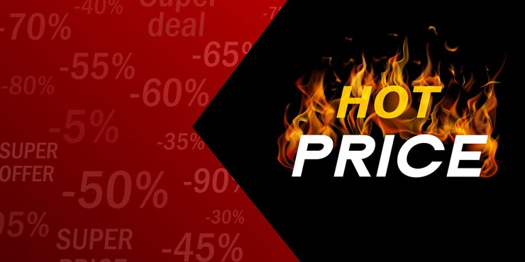 Vettore illustrazione di offerta di vendita calda con lettere in fiamme