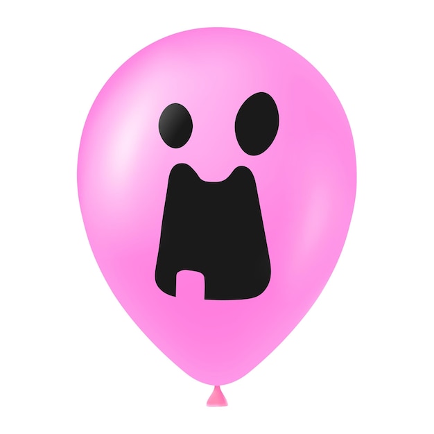 Illustrazione di palloncino rosa di Halloween con faccia spaventosa e divertente