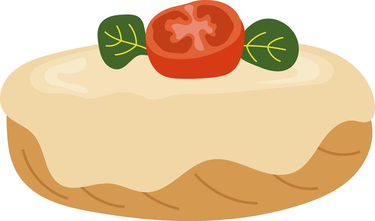 Vettore illustrazione di pane con salsa di formaggio a crema isolata su sfondo bianco