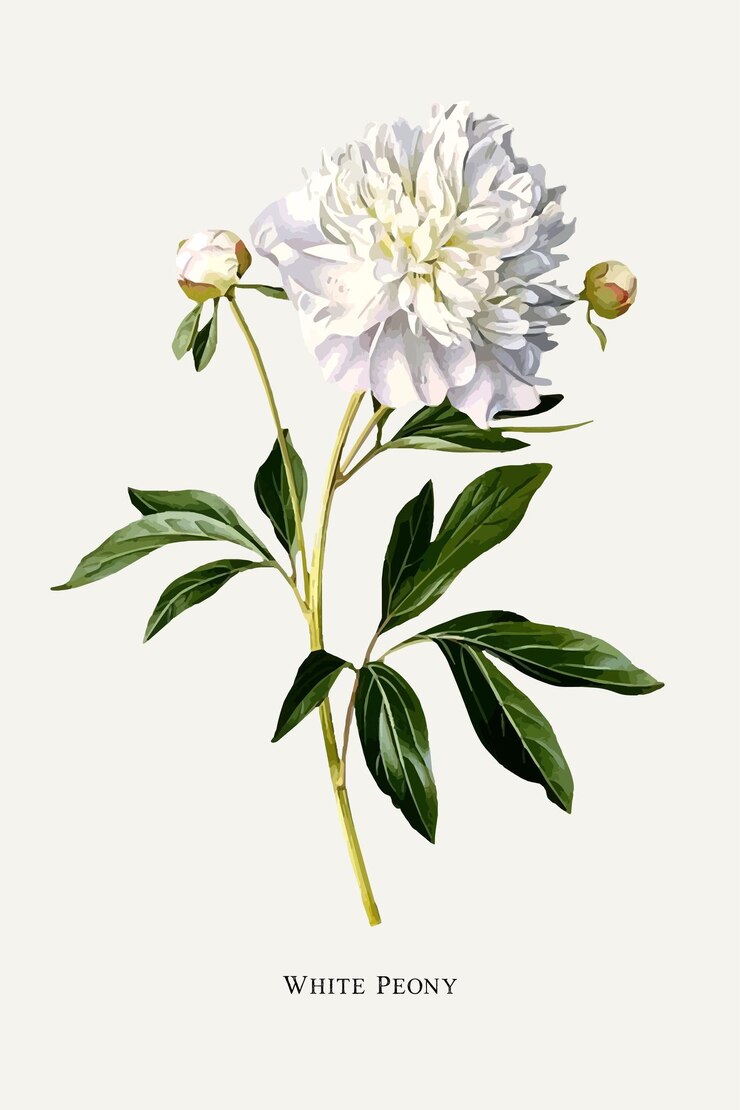 Illustrazione di peonia bianca