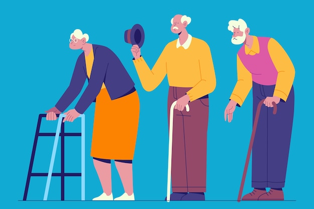 Illustrazione di persone anziane piatte