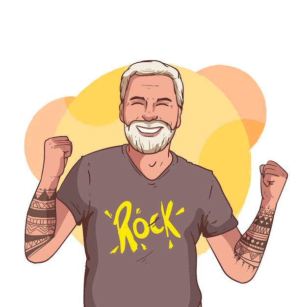Illustrazione di persone anziane tatuate disegnate a mano