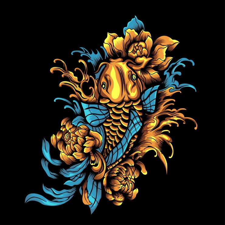 Illustrazione di pesce giapponese d'oro