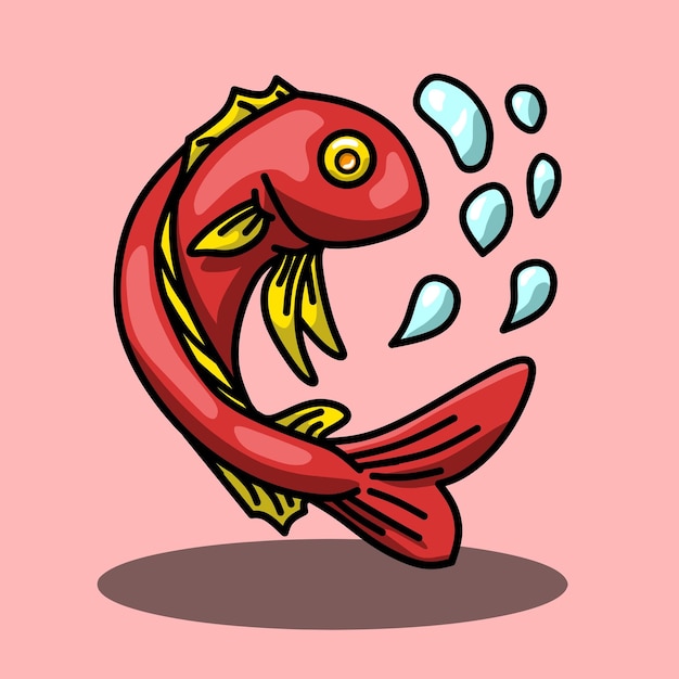 Illustrazione di pesce rosso di salto