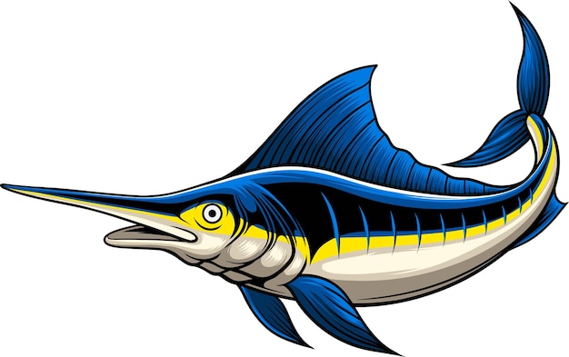 Illustrazione di pesce spada vintage con vettore di stock di qualità premium