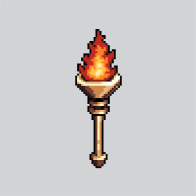 Illustrazione di pixel art Torch Pixelated Torch Torch pixelated per il gioco e l'icona di pixel art