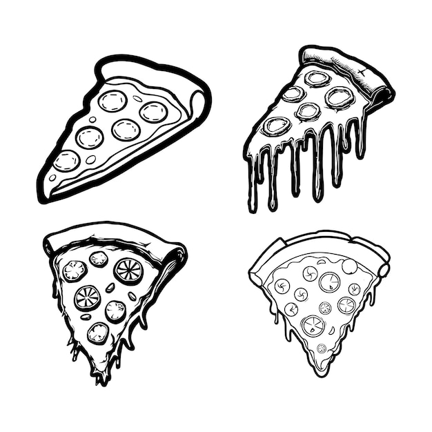 Illustrazione di pizza in bianco e nero