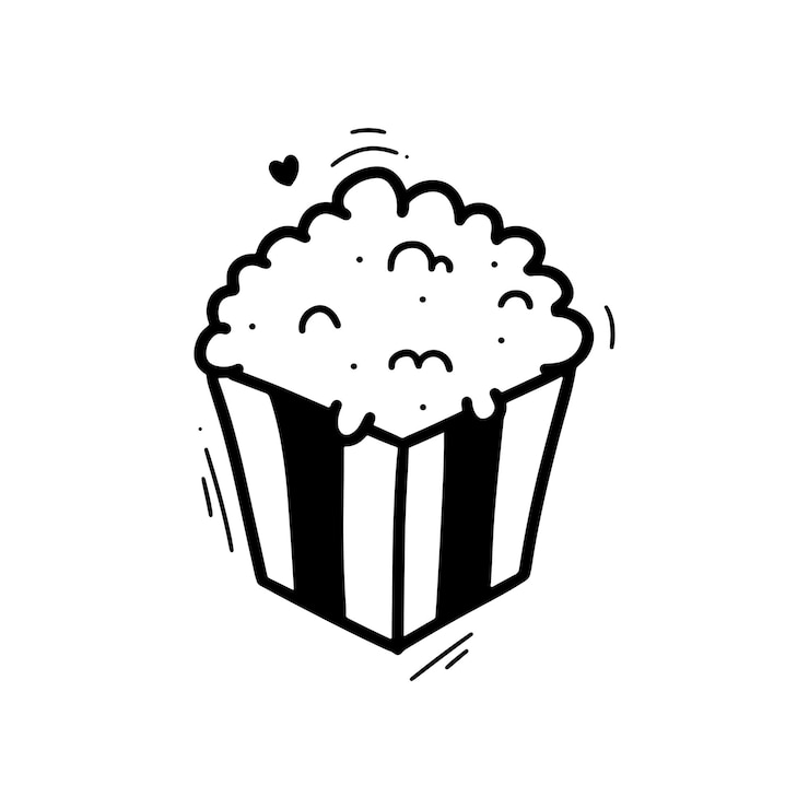 Vettore illustrazione di popcorn disegnata a mano vettore doodle
