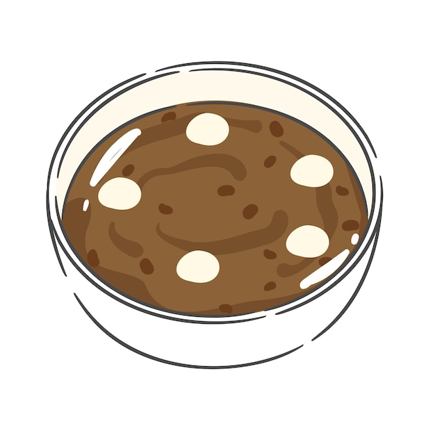 Illustrazione di porridge di fagioli rossi con torte di riso