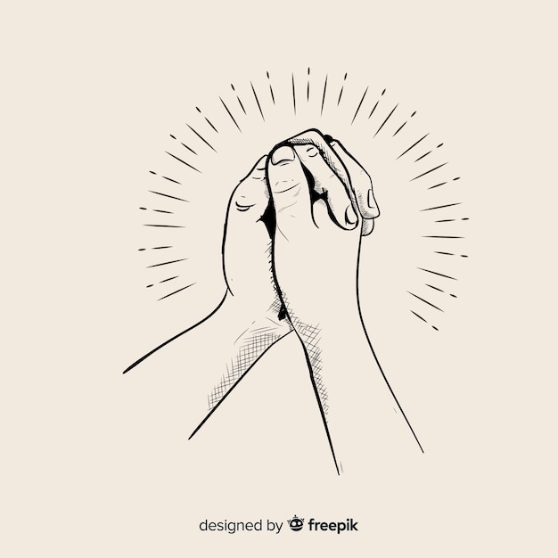 Illustrazione di preghiera disegnata a mano mani