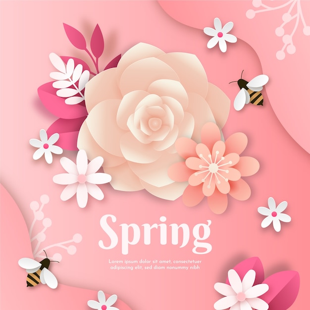 Illustrazione di primavera in stile carta
