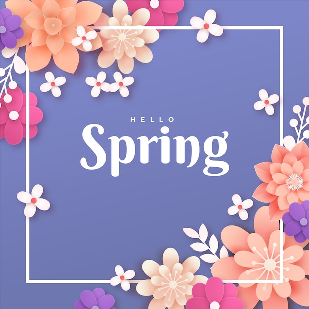Illustrazione di primavera in stile carta