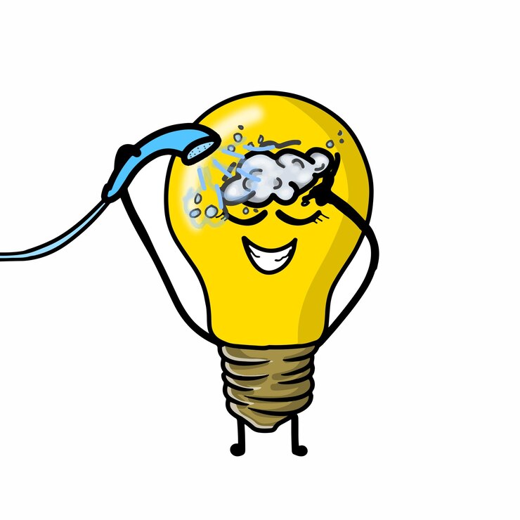 Vettore illustrazione di progettazione del modello di vettore del carattere della lampadina sveglia della doccia