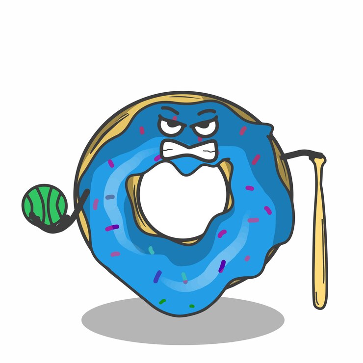 Vettore illustrazione di progettazione del modello di vettore del carattere delle ciambelle sveglie di baseball