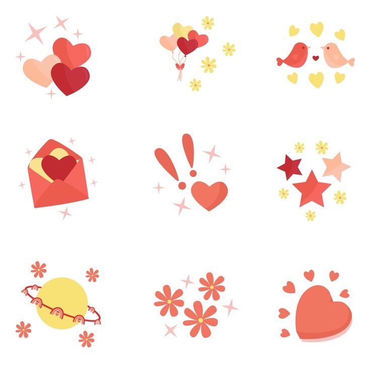 illustrazione di progettazione set di accessori per oggetti di San Valentino vettoriale