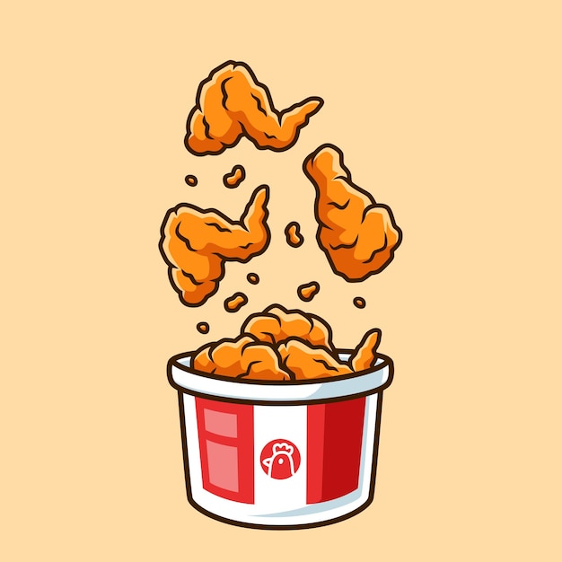 illustrazione di progettazione vettoriale dell'ala di pollo a secchio