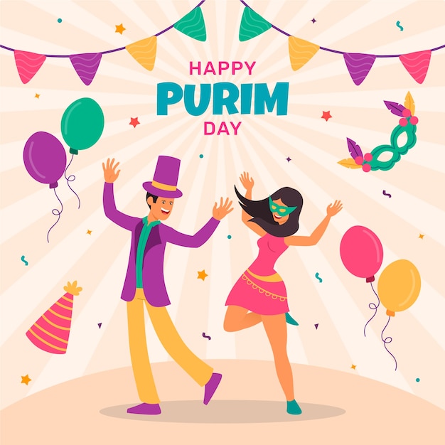 Illustrazione di purim piatto