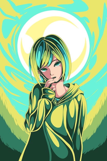 illustrazione di ragazza anime lime
