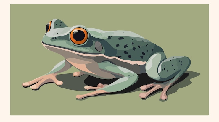Vettore illustrazione di rana vettoriale piatta isolata per disegni grafici in vari stili