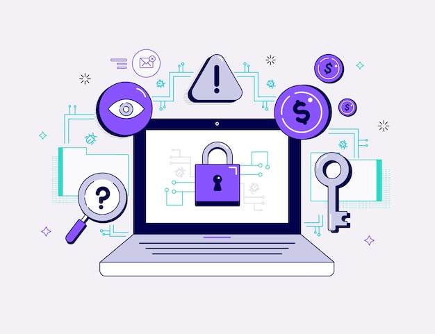 Illustrazione di ransomware design piatto disegnato a mano