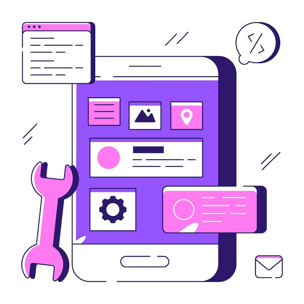 Illustrazione di riparazione mobile per download premium