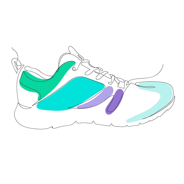 Illustrazione di scarpe da ginnastica Scarpe sportive in stile linea Linea continua