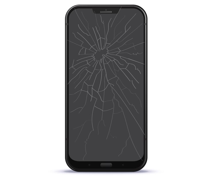 Illustrazione di schermo del telefono cellulare rotto