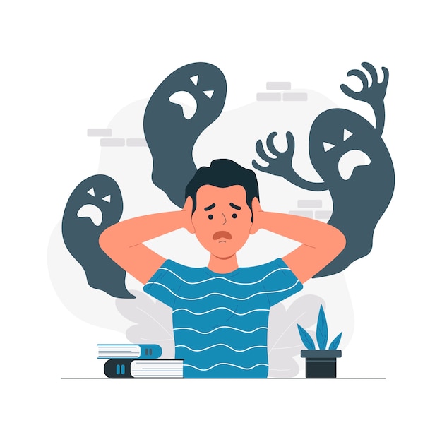 Illustrazione di schizofrenia design piatto disegnato a mano