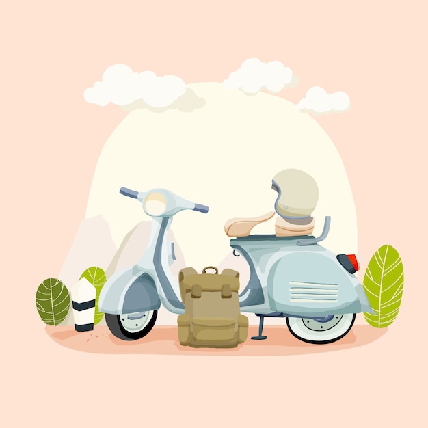 illustrazione di scooter in mano disegnata