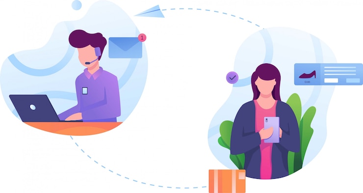 Vettore illustrazione di servizio di ordine del cliente piana