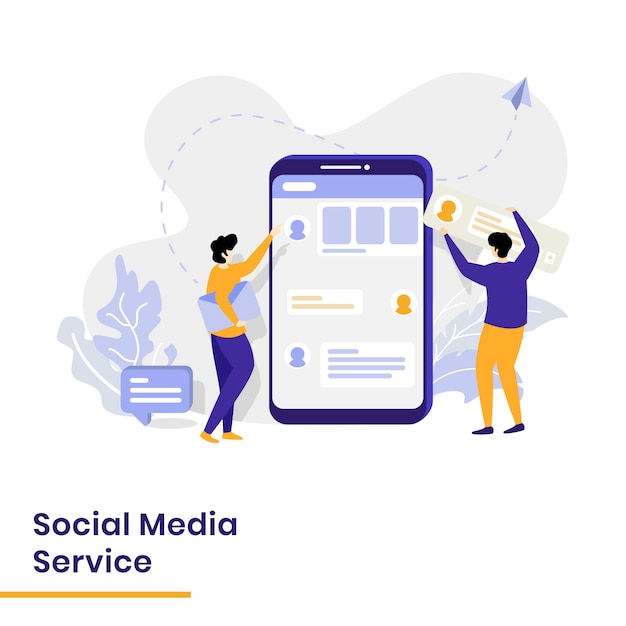 Illustrazione di servizio di social media della pagina di destinazione