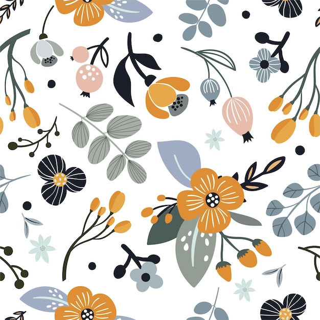 Illustrazione di sfondo a disegno florale senza cuciture