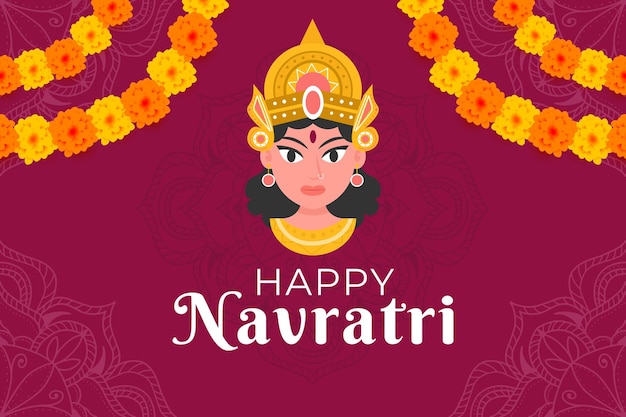 illustrazione di sfondo del festival di Navratri felice in design piatto