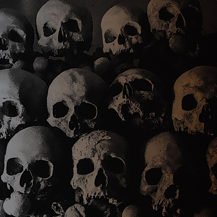 Vettore illustrazione di sfondo dell'effetto semitone del vettore del cranio