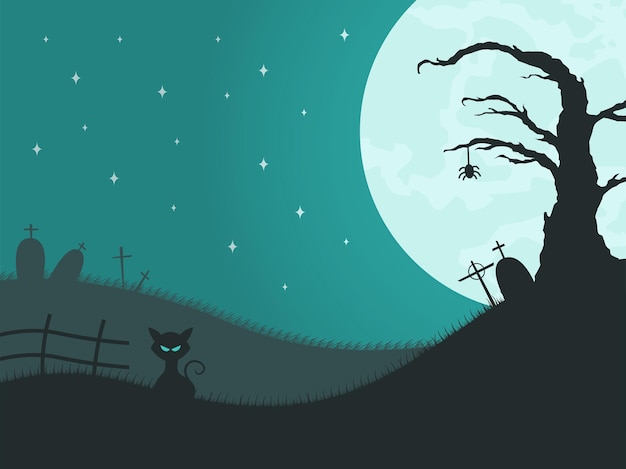 illustrazione di sfondo di halloween in design piatto