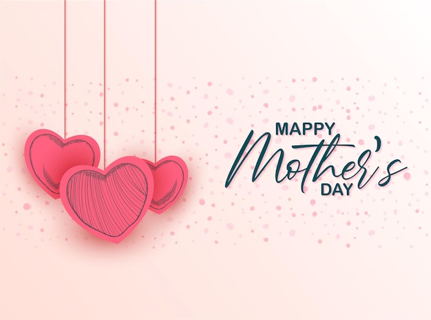 Illustrazione di sfondo festa della mamma con cuori disegnati a mano