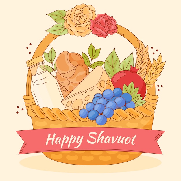 Illustrazione di shavuot piatta disegnata a mano