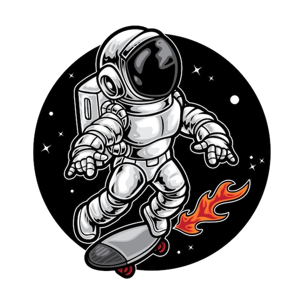 Illustrazione di skateboard astronauta