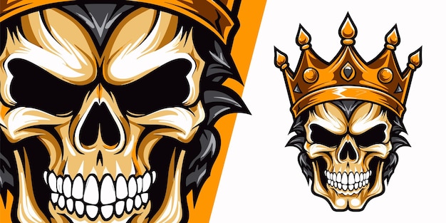 Illustrazione di Skull King Crowned Mascot per le squadre di gioco Vector Graphic
