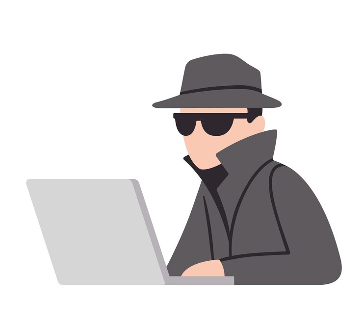 Vettore illustrazione di sorveglianza dell'agente spia