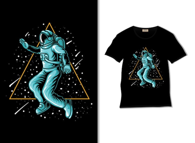 Illustrazione di spazio triangolo astronauta con design t-shirt