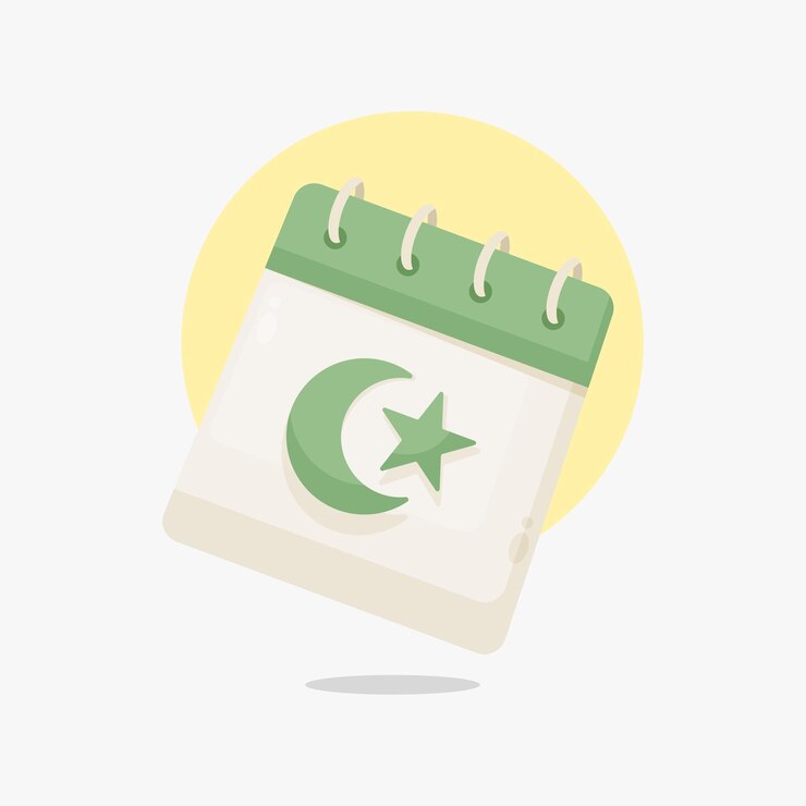 Illustrazione di stile del fumetto dell'icona del calendario del Ramadan