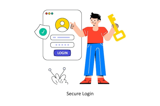 Illustrazione di stock di login sicuro stile piatto Design illustrazione vettoriale